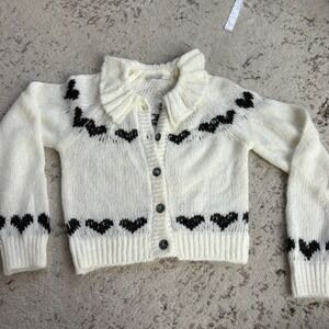 Kimchi Blue Urban Outfitters Heart Ruffle Collar Cardigan Sweater Size small
